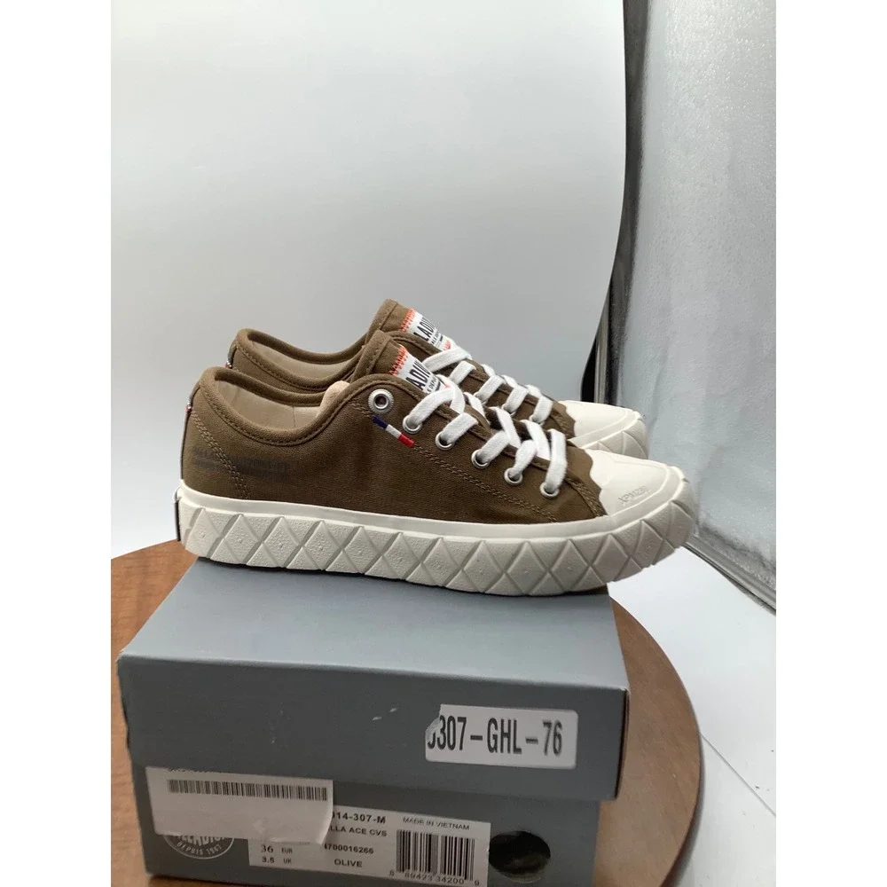 Palladium Palla Ace‎ CVS Olive Green Canvas Low Top Sneakers Womens Size 5.5 NEW